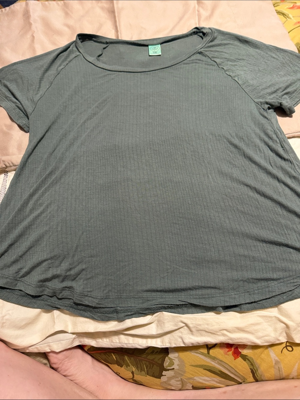 Honeydew Intimates Short-Sleeve Ribbed Tee in Sage Green